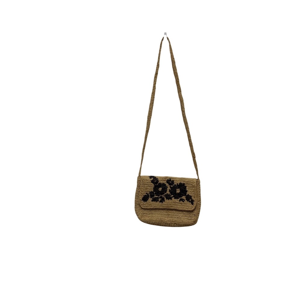 Minnelli Straw Fold Over Floral Straw Shoulder Bag
